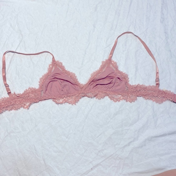 NEW Free People FP Intimately Bralette Medium Pink Lace Bra Lacy Triangle Floral - Picture 2 of 9